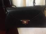 Custom Made Black Leather Handbag Purse w Red Inside Flap
