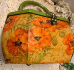Vintage Wood Poppy Flower Box Purse