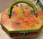 Vintage Wood Poppy Flower Box Purse