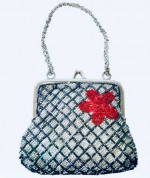 Vintage Inge Christopher Beaded Handbag w/ Red Rose