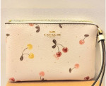 COACH Corner Zip Wristlet With Painted Cherry Print