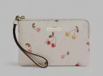 COACH Corner Zip Wristlet With Painted Cherry Print