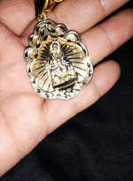 Hollow cuban chain with pendant 14k