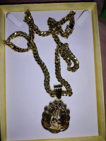 Hollow cuban chain with pendant 14k