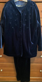 Womens blue velvet 3 pc pants suit