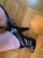 Pretty Black Strappy Heels 7.5