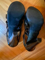 Pretty Black Strappy Heels 7.5