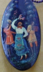 Vintage East European Necklace/Musicians/Dancers Painted On