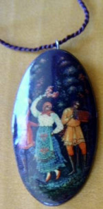 Vintage East European Necklace/Musicians/Dancers Painted On