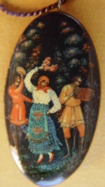 Vintage East European Necklace/Musicians/Dancers Painted On