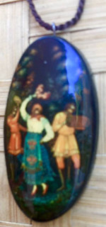 Vintage East European Necklace/Musicians/Dancers Painted On