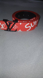 Louis Vuitton x Supreme Initiales Belt40 MM Monogram Red