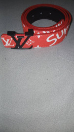 Louis Vuitton x Supreme Initiales Belt40 MM Monogram Red