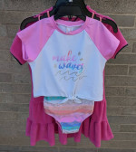 Cat & Jack SWIMSUIT ENSEMBLE sz 7/8 one-piece,rashgard,coverup all for