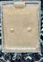 14K Round Cultured Pearl Earrings. Post Style. New !