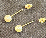 14K Round Cultured Pearl Earrings. Post Style. New !