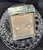 14K Round Cultured Pearl Earrings. Post Style. New !