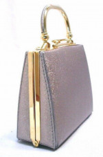 Vintage Evening Bag Silver Fabric Goldtone Hardware Detach Strap