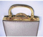Vintage Evening Bag Silver Fabric Goldtone Hardware Detach Strap