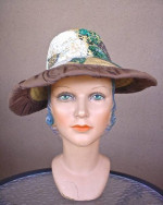 Vintage Straw Bonnet Hat Hand Painted '30s Ruffle Brim Designed by Zoe