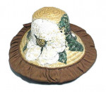 Vintage Straw Bonnet Hat Hand Painted '30s Ruffle Brim Designed by Zoe