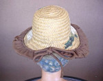 Vintage Straw Bonnet Hat Hand Painted '30s Ruffle Brim Designed by Zoe