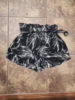 Like New Black and White Abstract Paper Bag Shorts