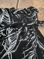 Like New Black and White Abstract Paper Bag Shorts
