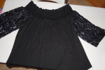2 LOT TOPS UNIQUES SPECTRUM KNITS BLACK & ZAC & RACHEL Beige Woman 2X