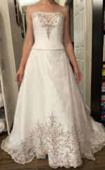 Floral Embroidered Wedding Dress- Size 4