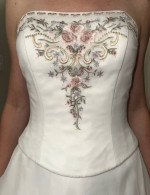 Floral Embroidered Wedding Dress- Size 4