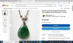 Vintage Green Pear-Shaped Cabochon Necklace w/Petals