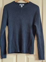 Mens Navy Blue Ribbed Sweater. Size Large