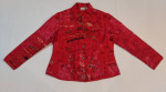 Excellent: CHICO’S – Silk Button Down Red Pink Art Light Coat (size: 1