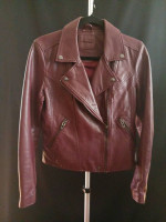 Excellent BLANKNYC Red Leather Motorcycle Style Jacket (size: Small)