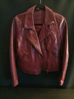 Excellent BLANKNYC Red Leather Motorcycle Style Jacket (size: Small)
