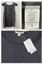 womens Pleione sleeveless gray blouse w/embroidered accent - sz M