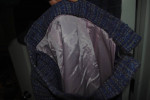 Vintage 1950-60s 2 piece belted suit, purple blend, lined skirt, vest