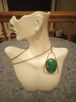 Antique Indian Green Turquoise Pendant Necklace