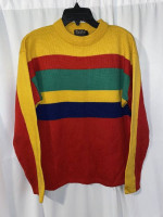 Vintage 70s/80s Meister SKI Sweater Navy Blue Bright Red & Yellow