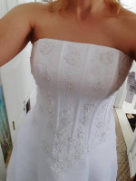 Davids Bridal Strapless Corset Wedding Dress