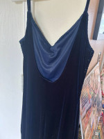 Navy velvet prom dress w/ seed beads