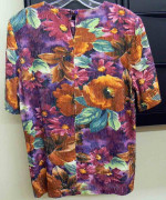 NEW Susan Graver Shell Blouse Top Tropical Flower Pattern Sz Large