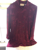 vintage-ish (2000's?) Chicos blouse, deep red, Chinese pattern
