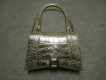 BALENCIAGA METALLIC CALFSKIN CROCODILE EMBOSSED BAG