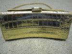 BALENCIAGA METALLIC CALFSKIN CROCODILE EMBOSSED BAG