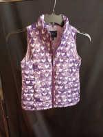 LANDS'END Kids Puffer - Purple Hearts Vest (Youth Size: Large 6X-7)