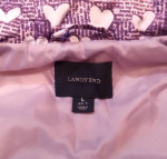 LANDS'END Kids Puffer - Purple Hearts Vest (Youth Size: Large 6X-7)