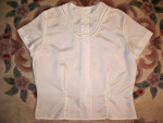 Vintage 1970s Designer Lace & Pearl Blouse * Crisp White *