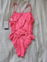 Nike HydraStrong Solid Lace Up Tie Back One Piece Coral Pink - Size 38